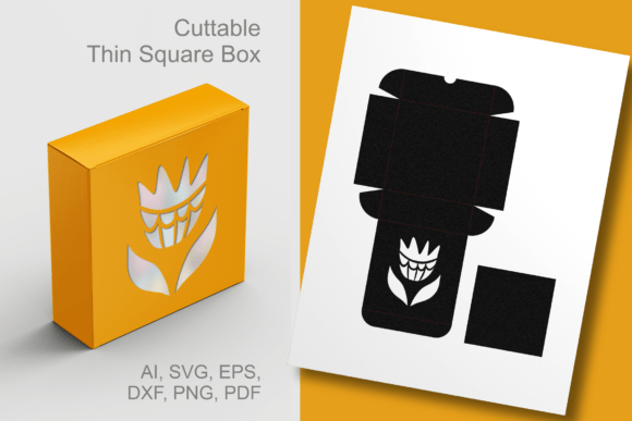 Abstract Flower Thin Square Box Template: Creative Packaging for Every Occasion