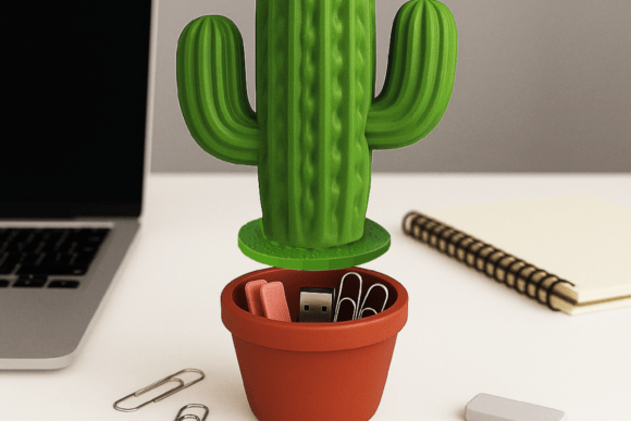 Bring Style and Function to Your Workspace with the Cactus Organizer Decor