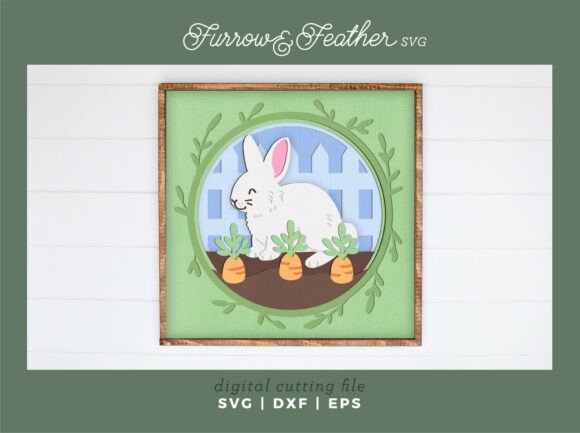 Easter Bunny Carrot Garden Shadowbox SVG