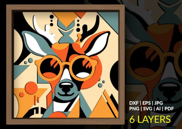 Elevate Your Decor with the Cool Deer SVG Sunglasses Shadow Box