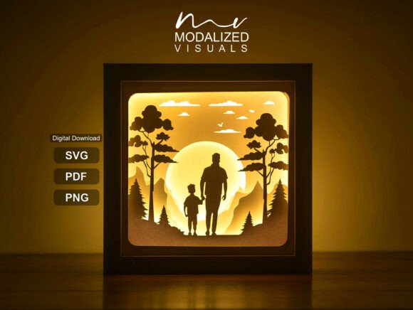 Father Son Mountain Lightbox Papercut: A Meaningful Way to Celebrate Connection