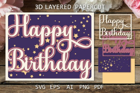Happy Birthday Card Layered Paper Cut