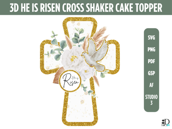 He Is Risen Shaker Boho Gold Cross – A Modern Easter Centerpiece for Every Creator