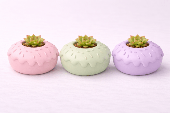 Mini Donut Planter STL - Tiny Desk Decor: Strategic Value in Small-Scale Design