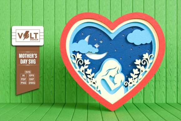 Mother's Day Heart Multilayered SVG Cut