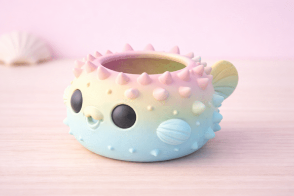 Pufferfish Planter STL – Kawaii Fish STL