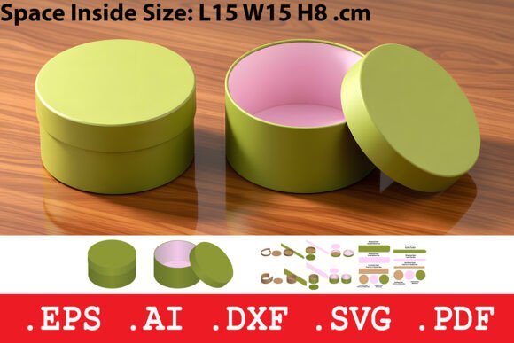Rigid Round Lid and Base Box Template
