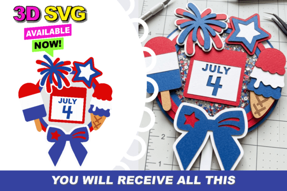 Sweet Fourth of July Topper: A Festive 3D Shaker SVG for Patriotic Celebrations
