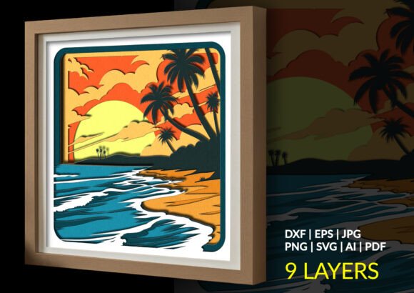 Tropical Beach Sunset SVG: A Coastal Escape in Every Layer