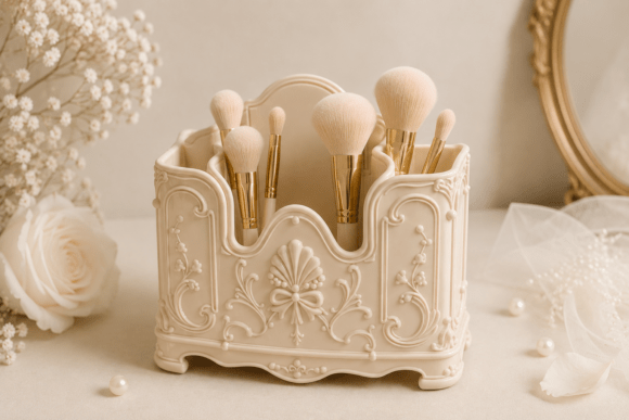 Vintage Makeup Brush Holder STL Rococo